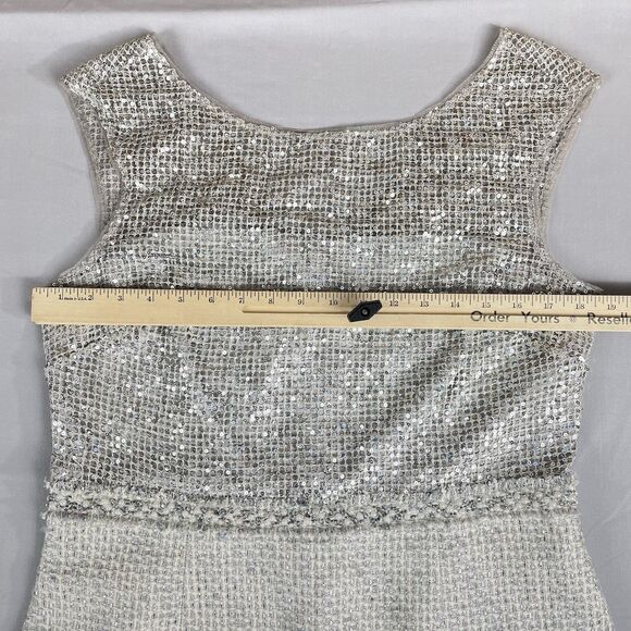 Kay Unger Sequin Sheath Dress Suit Women's 14 White Silver Formal Career Retro - Picture 10 of 16